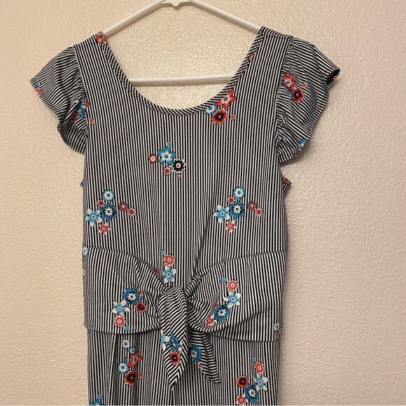 Wonder Nation Striped Jumpsuit floral Romper bodysuit stretchy jersey XL 14/16 - Picture 3 of 11